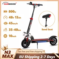 Trottinette électrique SUNNIGOO pour adulte, 10 pouces, tout-terrain, batterie lithium 48V, vitesse maximale ​ ​ Trottinette électrique pliable 45 km/h avec siège, longue autonomie, puissante, capacité de montée élevée, portable, étanche IP54 1