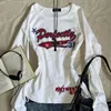 American Vintage Y2k T-shirts Harajuku 2000s Aesthetic Streetwear Women T-shirt White Grunge Graphic Long Sleeve Top Tees