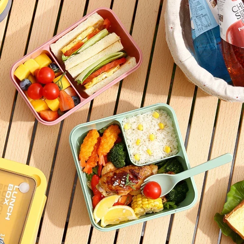 Bento lunch box 850ml/1100ml portable microwave with tableware for kids school office leakproof food storage