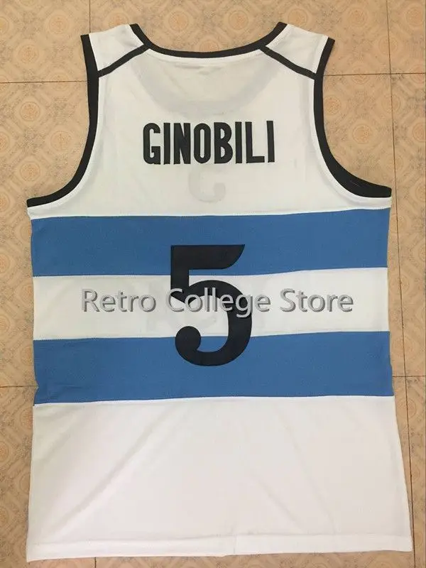 5 Manu Ginobili Team Argentina Navy Blue Sewn Retro Throwback