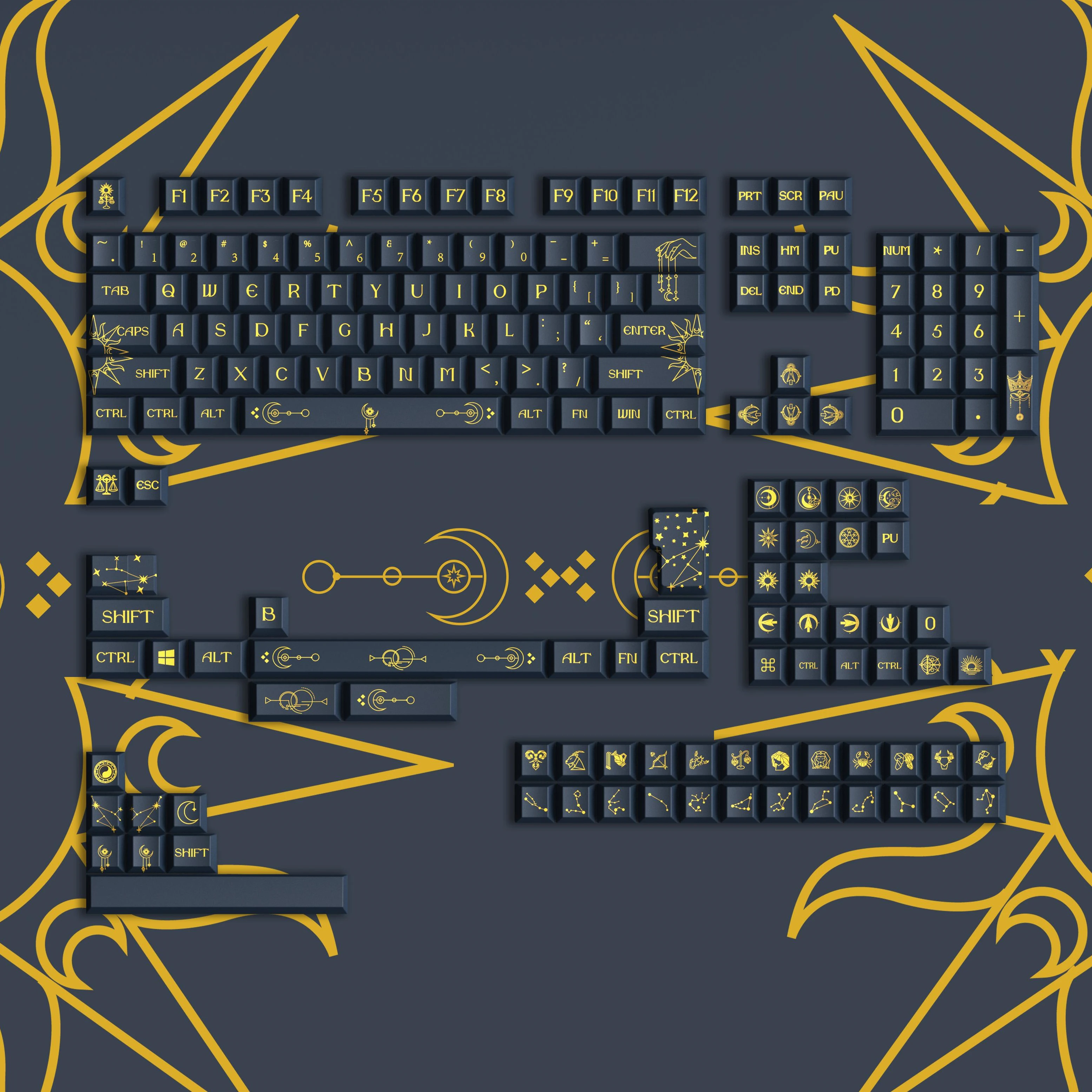 Constelação Caps Chave Lados Sublimação Dye Cereja Perfil Keycap Lightproof para Teclado Interruptor mx Pbt Conjunto