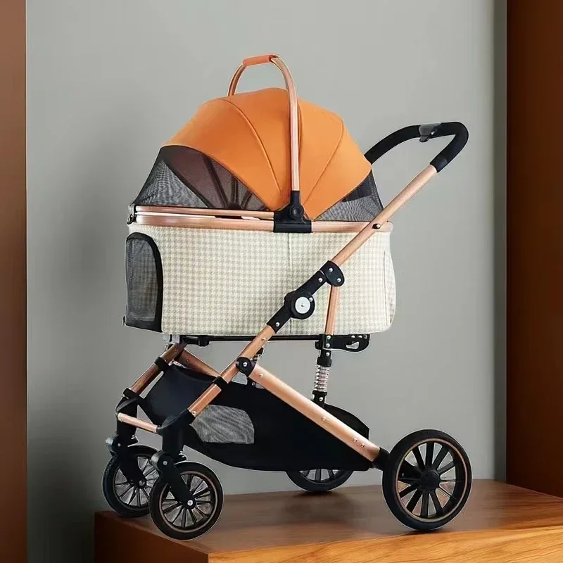 Dog Trolley Extra Large Capacity Pet Outing Trolley Car Bag Separated Foldable Lightweight