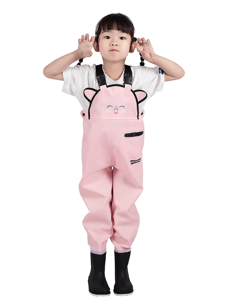 Children's Fishing Waders,River Lake Lure Wading Pants, Travel Sea Clothing,Outdoor Waterproof Overalls, Breathable Comfort,Pink