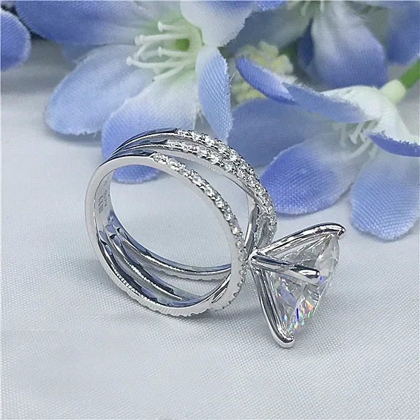 925 Sterling Silver Round Shape 6 Claws Rings Clear Big CZ Cross Infinity Finger Rings Women ANNIVERSARY SALE silver cross ring silver rings silver ring