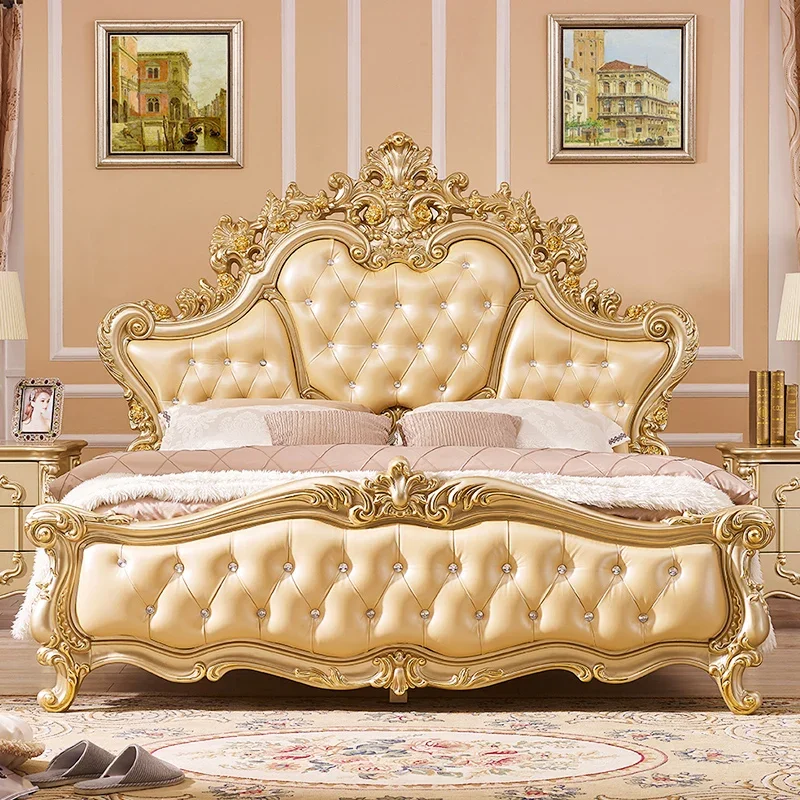 

Queen European Double Bed Nordic Princess King Headboard Frame Double Bed Modern Sleeping Letto Matrimoniale Trendy Furniture