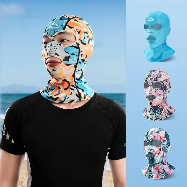 Swimming Diving Facekini UV Sun Protection Full Face Mask Head Neck Cover Face Elastic Swim Cap for Skiing Diving Sports Wear 3
