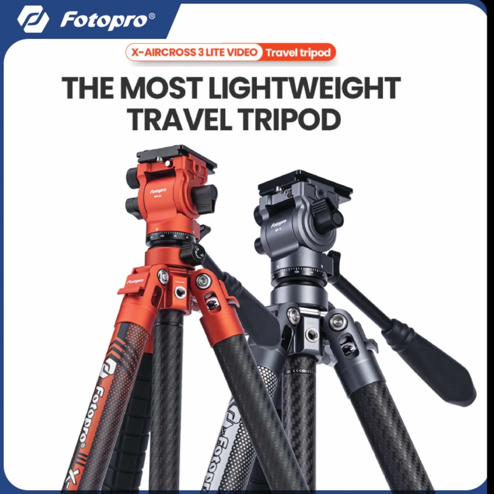 Fotopro Carbon Fiber Travel Tripod 2.2lbs Ultralight 64 Inch Portable Compact Video Tripod for DSLR X-Aircross 3 Lite Video camera accessories action camera accessories
