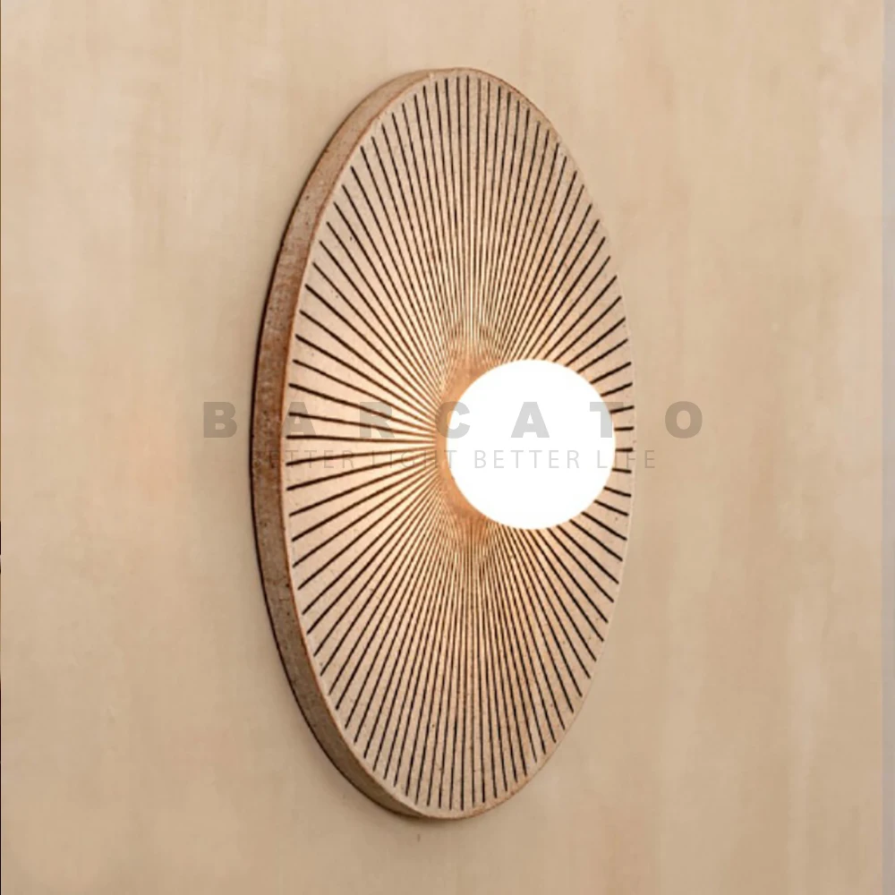 Lámpara De Pared De Bambú En Interior Aplique De Ratán Retro E27 Decoración De Interiores Hecha