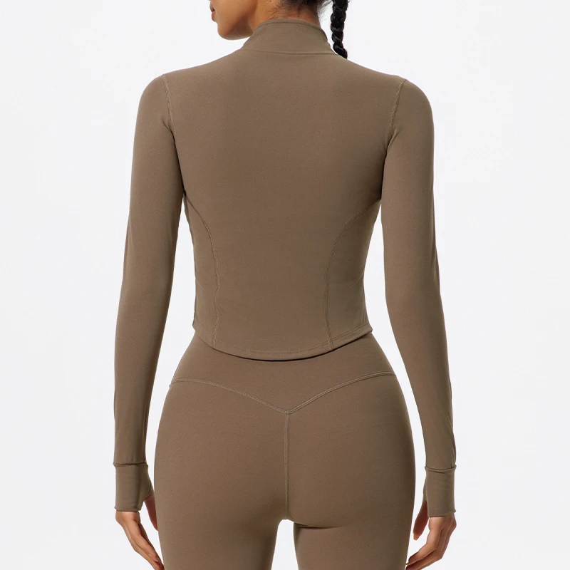 Hearuisavy Women's Ultra-Soft Casual Tight Sports Jacket Female Zipper Yoga Clothes Quick-Dry Long Sleeve Sportswear Woman - תמונה 4