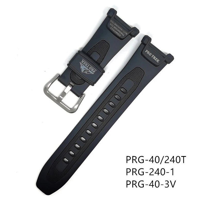카시오 G 충격 PRG-40T PRG-240T PRG-240-1 PRG-40-3v 남성용 방수 고무 교체 팔찌 시계 밴드용 수지 스포츠 스트랩