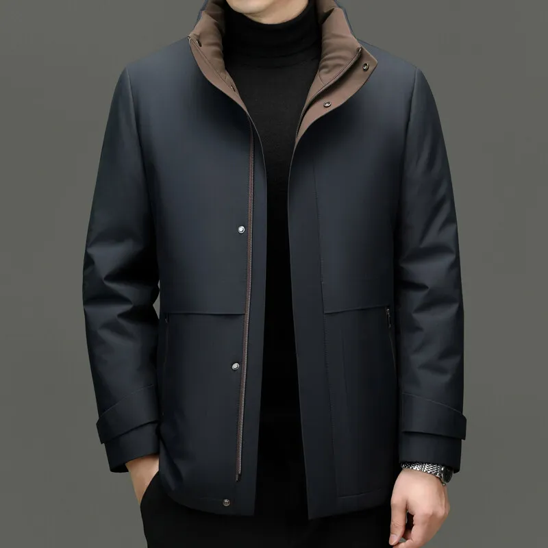 High Quality Men's Hooded Duck Down Jackets Winter Business Casual Windproof Warm Puffer Coat Outwear Thicken Top Parka Clothing