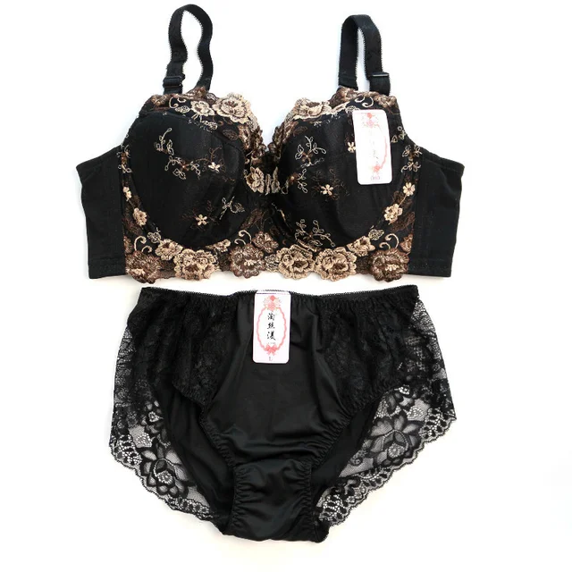 34-48B C D E F G H Plus Size Women's Floral Bra & Brief Set Lingerie Large  Size Underwear Femme