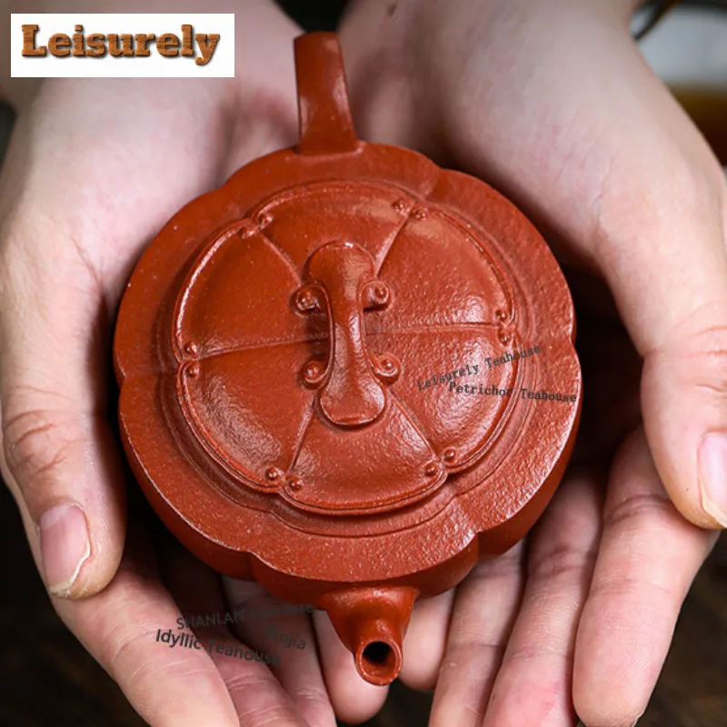 120ml Classic Yixing Purple Clay Teapots Handmade Rib Pot Raw Ore Zhu Mud Kettle Chinese Zisha Tea Set Tea Services Decoration