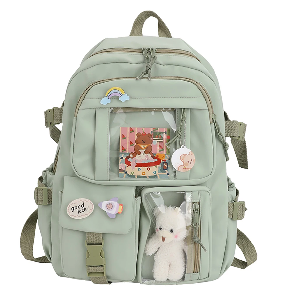 

Kawaii Aesthetic Women Backpack School Bag for Teen Girls Japanese Korean Rucksack Student Bookbags with Cute Accessor Mochila