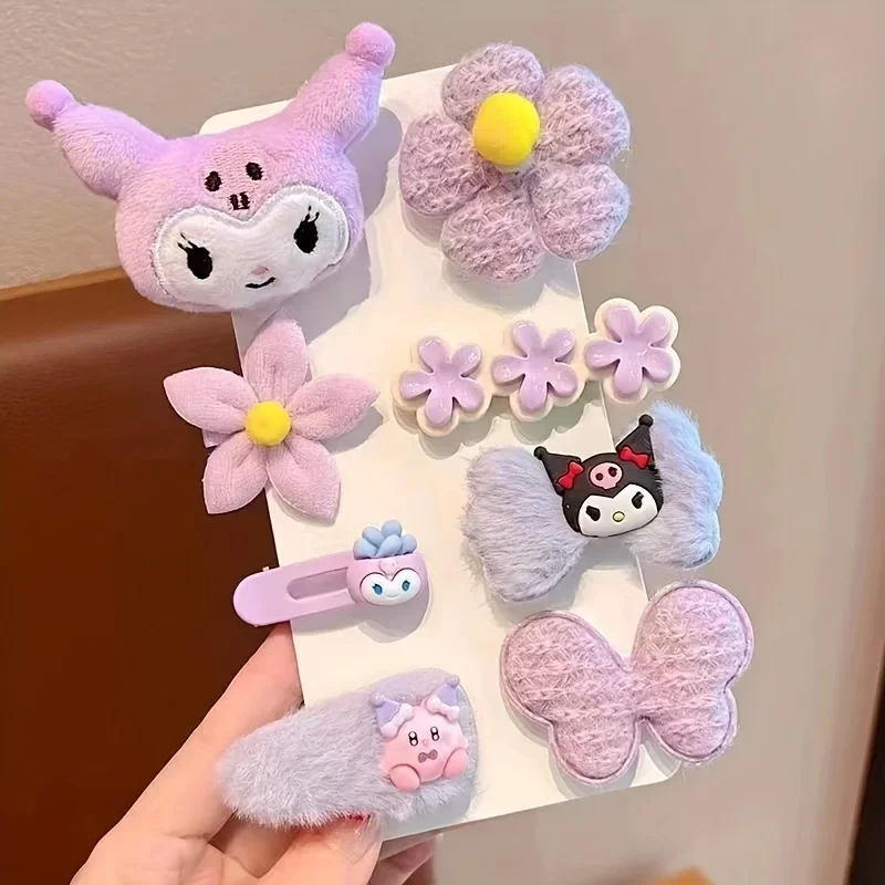 

Заколка для волос Sanrio My Melody Kuromi Cinnamoroll Series, милый мультяшный зажим для волос, аксессуары для волос с задней крышкой