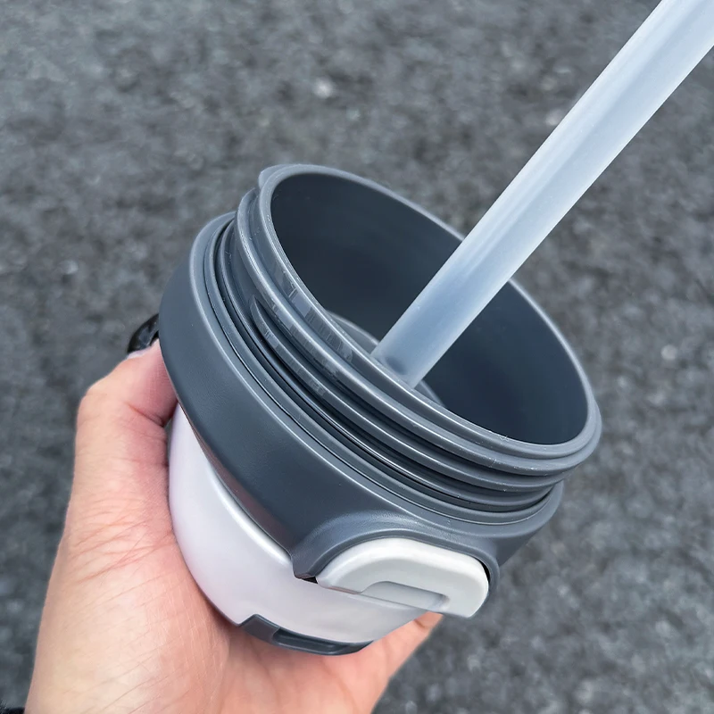 Sitarayuri Dual-Drink Insulated Tumbler 1.2L Stainless Steel Handled Cup Flip-Top Direct Sip &Amp; Straw Cup