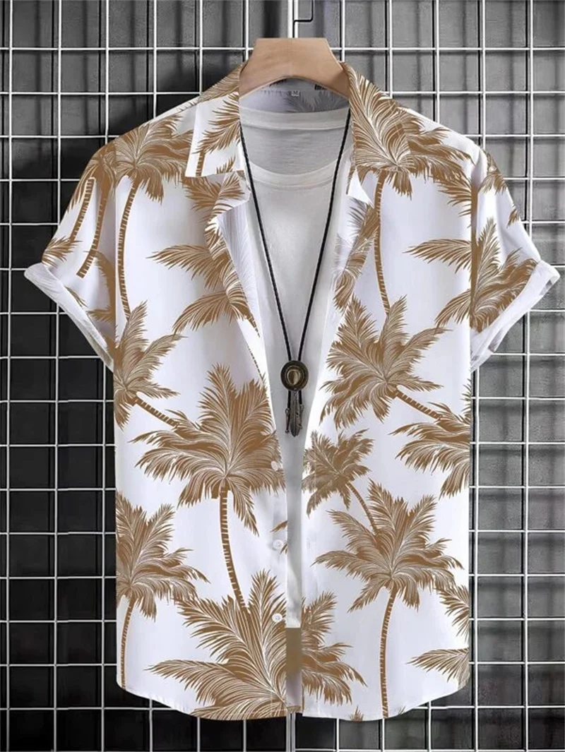 Hawaiian 3D Coconut Tree Top Men's Summer Beach Casual Clothing Street Outdoor Party Men's Shirt Loose Breathable Men's Clothing