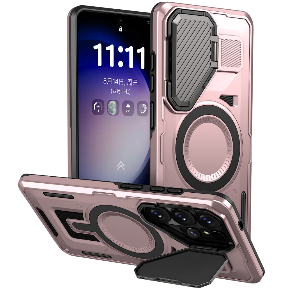Durable Magnetic Protective Case with Lens Stand Holder
