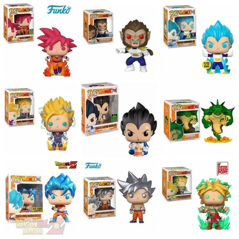 FUNKO Pop Dragon Ball Z Son Goku Gohan Vegeta Buu 10cm PVC Action Figures  Toys Car Decoration Collectible Model