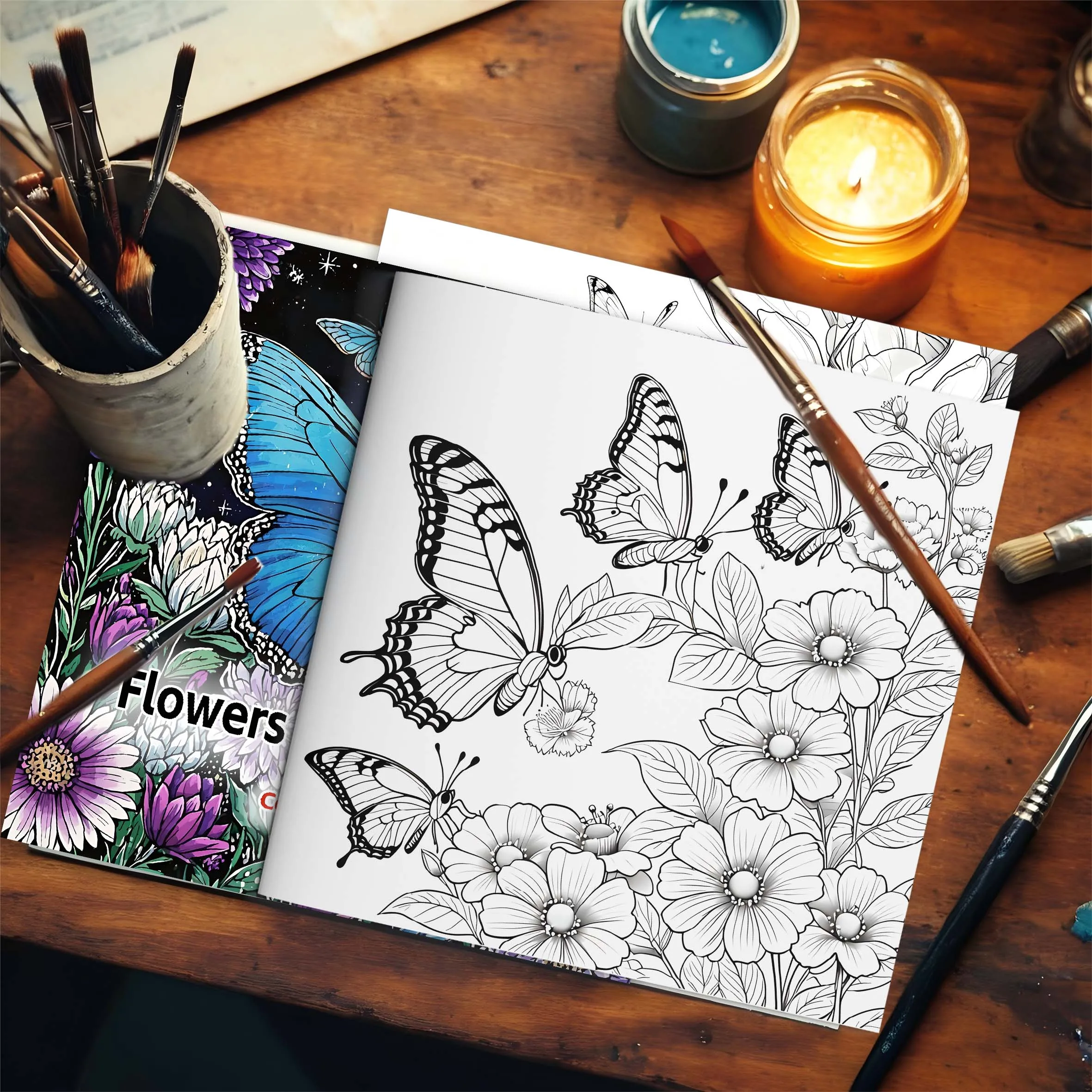 Flowers and Butterflies Coloring Book For Adult Relieve Stress Kill Time Graffiti Painting Drawing Art Books Perfect Gift 3