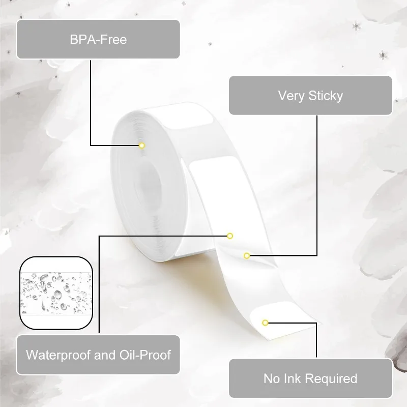 Label Tapes for Phomemo D30 Label Maker, 15mm x 30mm Self-Adhesive Label Tape Thermal Sticker Paper Roll for Office Supplies