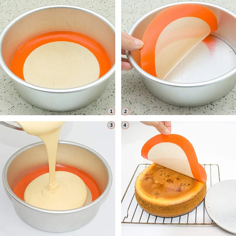 Round Silicone Non-Stick Reusable Baking Mats - Easy Clean, Food Grade