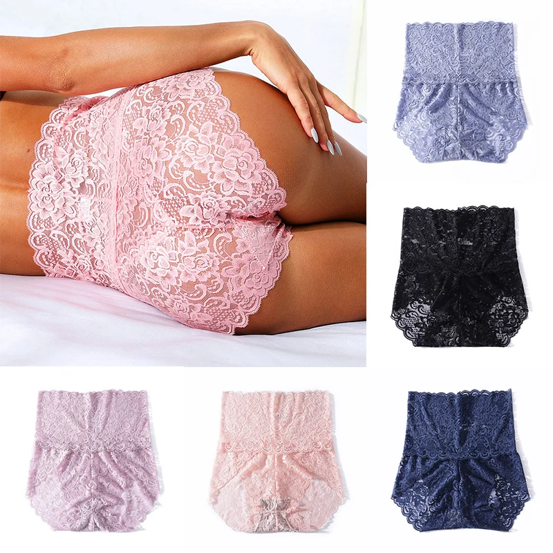 

M-2XL Floral Lace Panties Sexy Underwear For Women High Waist Pantys Lingerie Female Seamless Panties Through Briefs Underpants