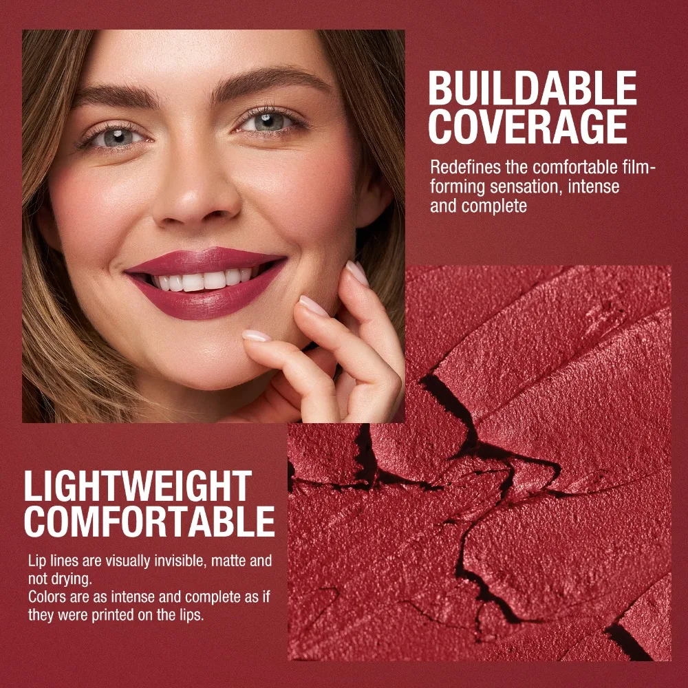 Smooth Matte Lipstick - Long-Lasting, Moisturizing, And Easy To Apply Lip Glaze With Rotating Pen Design - Waterproof Lip Makeup_voghion.com