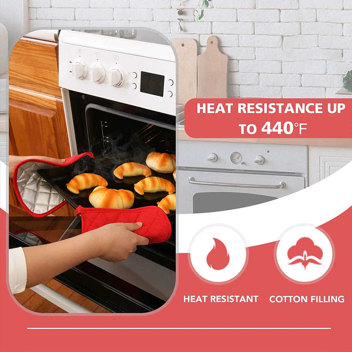 Cotton Pot Holders Oven Mitts for Kitchen Cooking Baking BBQ