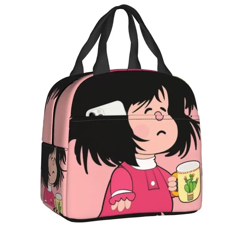 

Funny Mafalda Insulated Lunch Bag for Work School Comic Waterproof Cooler Thermal Lunch Box Women Kids Food Container Tote Bags