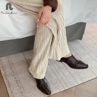 size 34-40 Women Pumps Platforms Genuine Leather Pointed Toe Loafers Spring Summer Slip On Shoes Leisure comfortable soft Ins 2