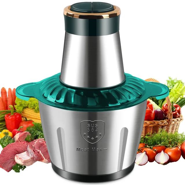 [UK STOCK] 3L Meat grinder Electric Meat Grinders Stainless Steel Food Crusher Multifunctional Vegetable Slicer Chopper Mincer