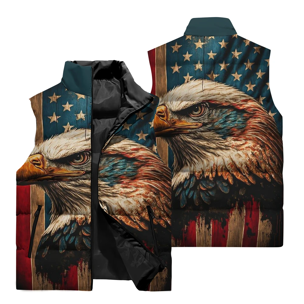 thumbnail image 1 of Chaqueta sin mangas para hombre 2024 con estampado de águila en 3D, chaqueta de invierno para hombre, cortavientos, chaqueta cálida para deportes al aire libre y ciclismo para hombre, 1 of 5