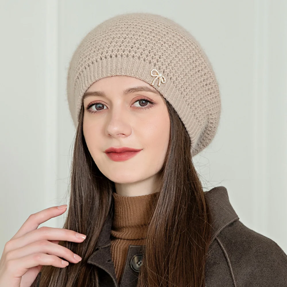 New Women Winter Hat Streetwear Rabbit Fur Blend Warm Cap