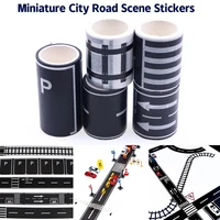 1Roll 5M 1:12 Dollhouse Road Traffic Railway Track Scene Tape Sticker Miniature Parking Scene Curve Sticker Model Decor Toys 2