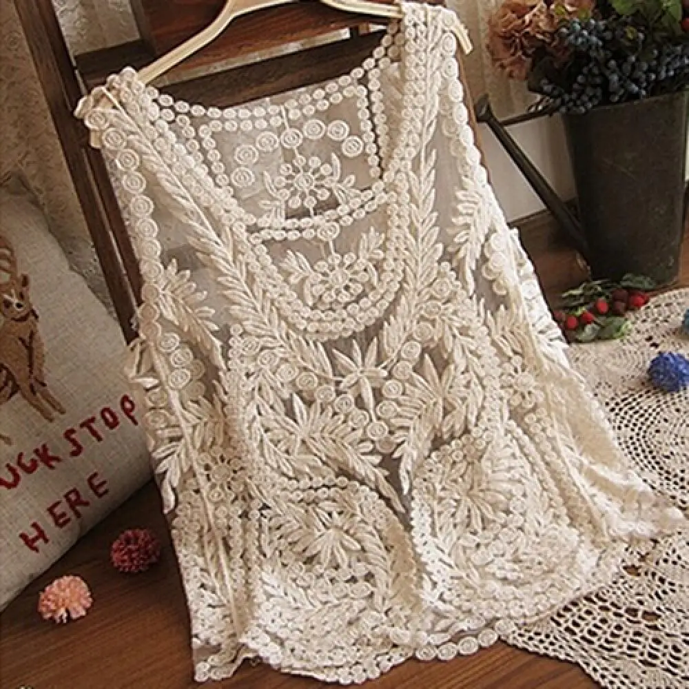 POL Thermal and Crochet Lace Mix Shirt with Floral Pattern
