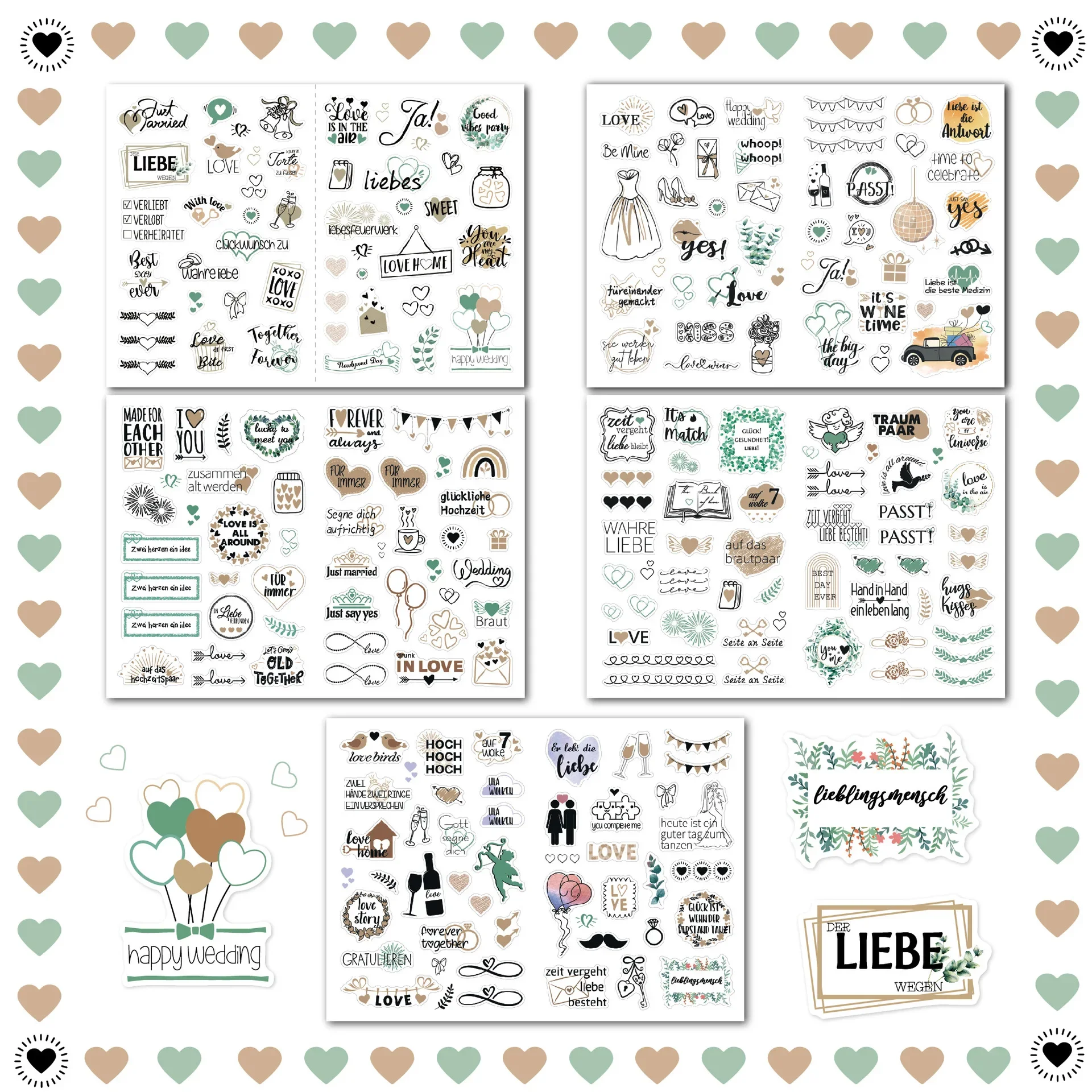 Wedding Bliss Stickers 4 Sheets/set Scrapbooking Wedding Planning  Eucalyptus Plan Stickers Love C5D0 