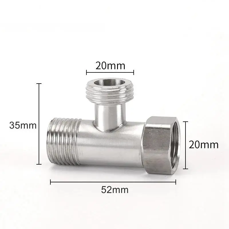 304 Stainless Steel Toilets Diverter Valve T Adapter G1/2 T-Valve 3 Ways Water Pipe Bath Bidet Sprayer Shower Fittings