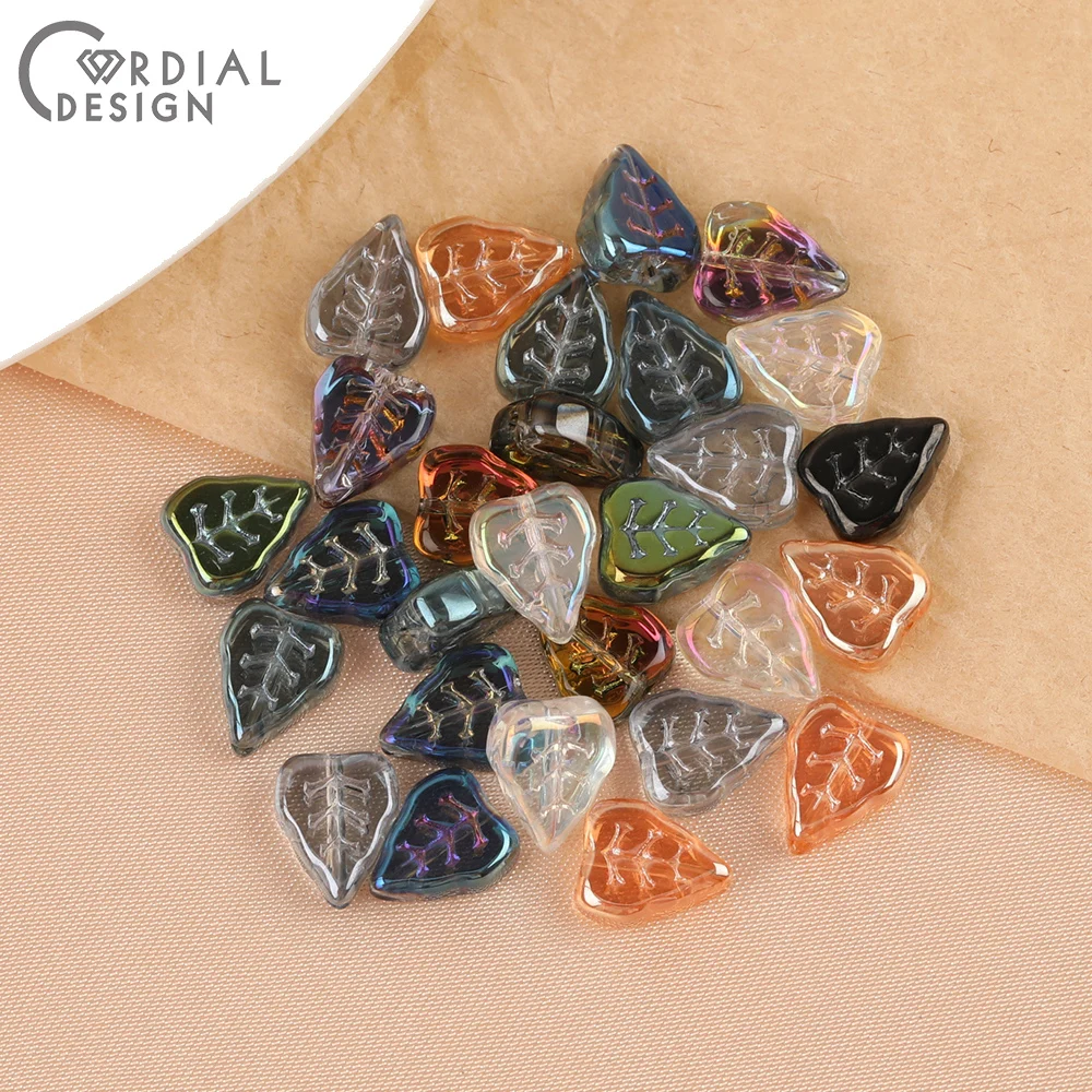 Cordial Design 8*10MM 500pcs Aurora Effect/Hand Made/Leaf Shape/Beads Making/DIY Glass Bead/Jewelry Findings & Components - cordial