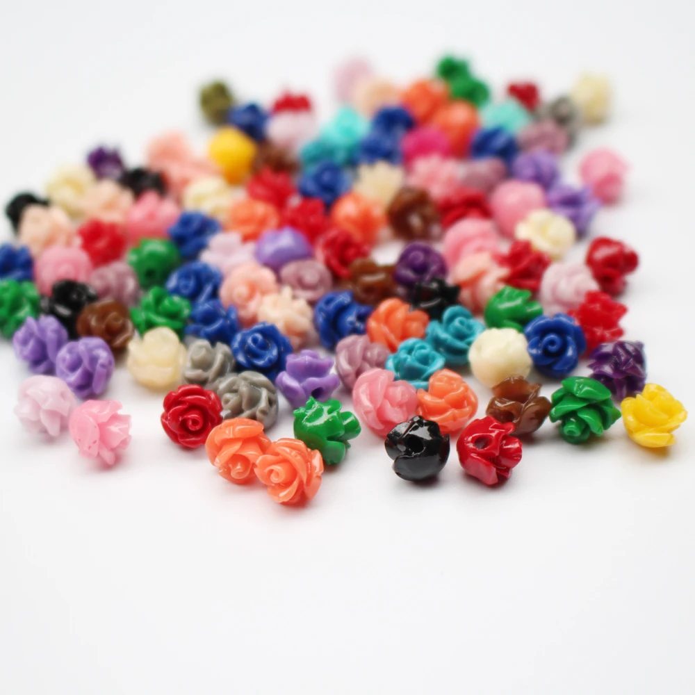 

50pcs/Lot 6mm Artificial Coral Beads Cabochon Rose Multi-Color Fashion Bead Red Mix for Jewelry Making Bracelet DIY Accessoires