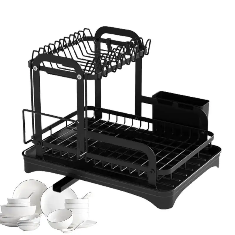 

Dish Drying Rack Strong Load-Bearing Capacity Rustproof Storage Dish Drainer Rack 2 Layers Iron Kitchen Supplies Dishes Rack