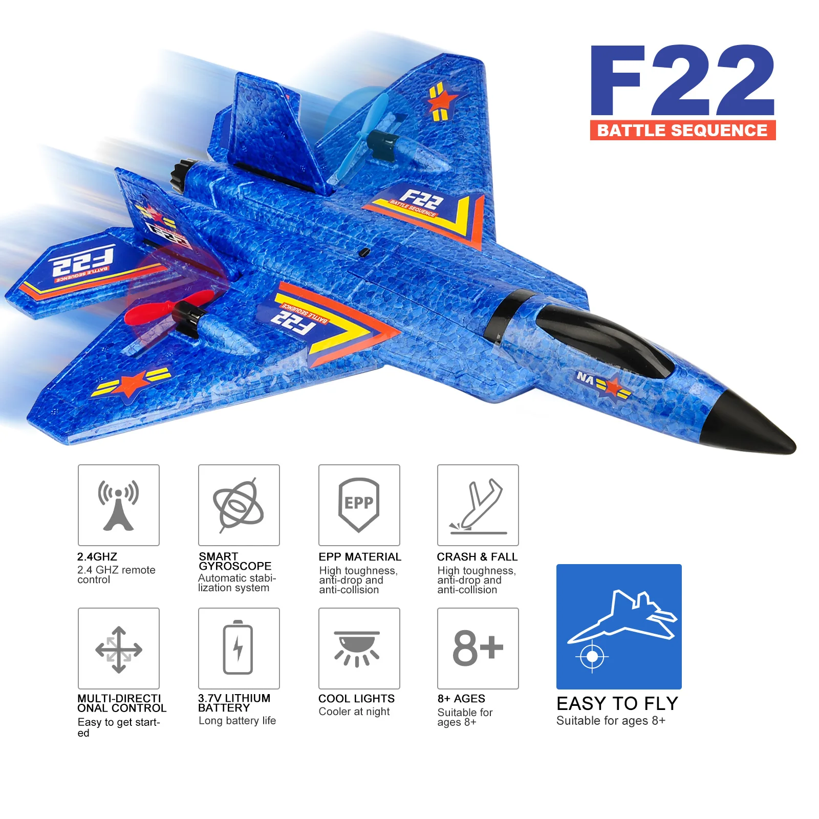 F22-Raptor-RC-Plane-2-4G-2CH-Remote-Control-Flying-Glider-With-LED ...