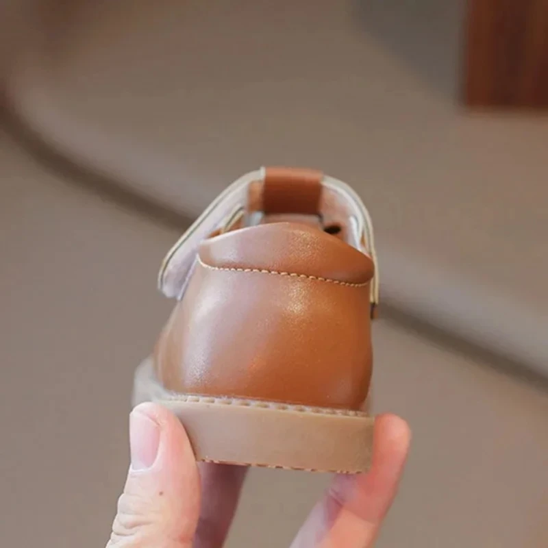 Girls Leather Shoes Simple Brand Spring Autumn Designer Princess Sweet Cute SoftComfortable Children Flats Kids Shoes New