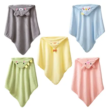 Asciugamano da bagno per bambini Cartone animato Morbido corallo Asciugamano in pile Coperta Swaddle con cappuccio Neonato Biancheria da letto per bambini Coperta Roba Accappatoio 1