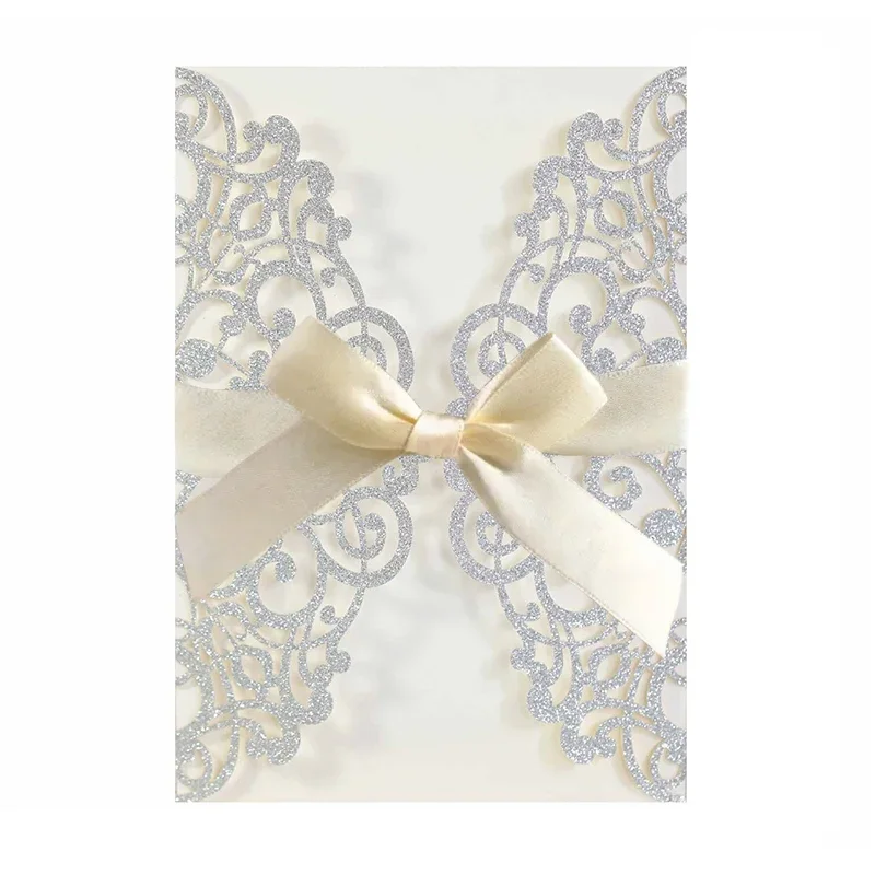 10Pcs Laser Cut Wedding Invitations Cards Tags Vintage Wedding Bridal Gift Greeting Card Birthday Decoration Party Supplies