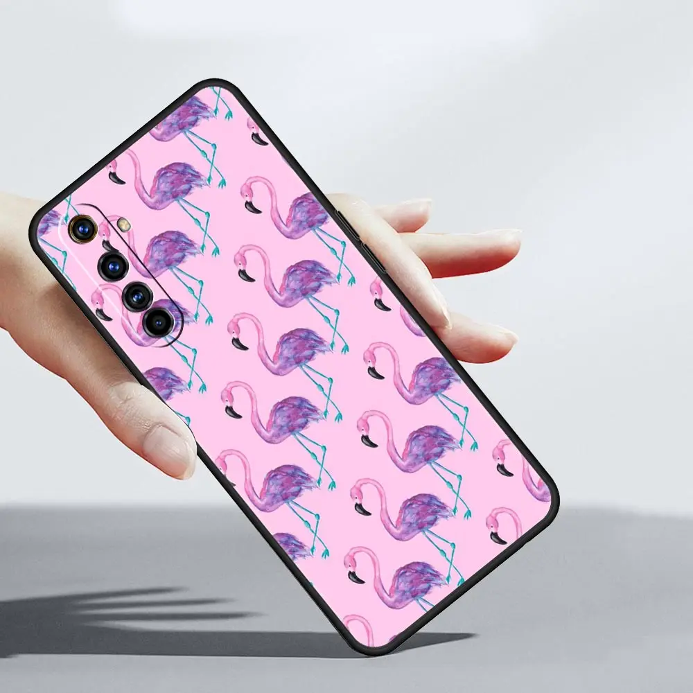 Pink Red Flamingo Soft Silicone Phone Case - Stylish Black Cover