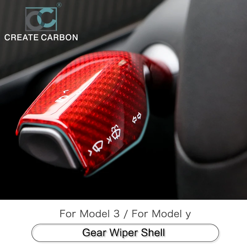 Carbon Fiber Shift Cover Cover For Tesla Model 3/Y Shift Knob Gear Lever Decorative Sticker Shift Head Shift Head Embedded Cover