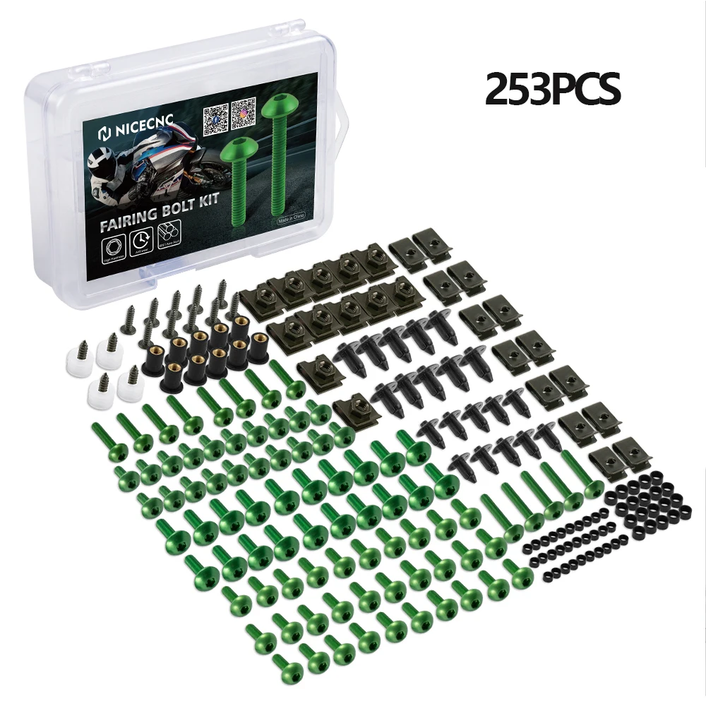 253PCS Fairing bolts screw For Kawasaki Versys 650 Ninja 650R 1000 Z750 Z1000 ZZR600 ZX6R ZX7R ZX9R ZX10R ZX12R ZX14R