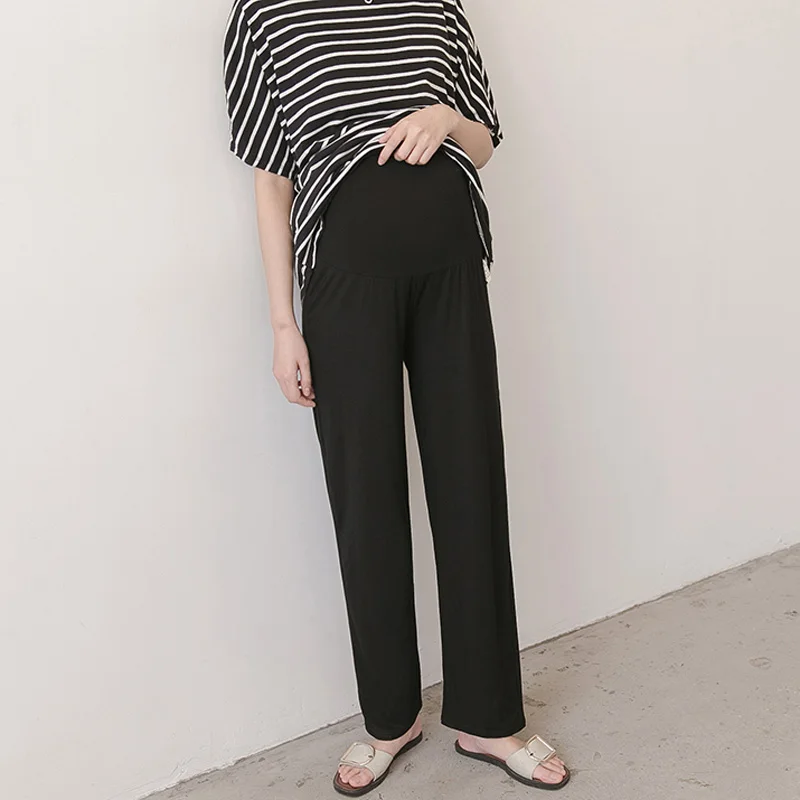 Pregnant Women's Pants Spring New Outwear Casual Pants Fashionable Solid Color High Waisted Trousers for Maternity Women 4