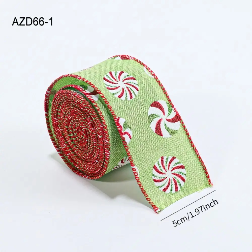 Cartoon 2M/Roll Christmas Tree Ribbon DIY Fabric Gift Packaging Webbing Reinforced Edge Funny Wreath Making Tool Party Decor